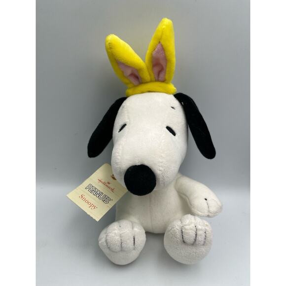 Hallmark Snoopy Yellow Bunny Ears Plush Stuffed Peanuts Animal Toy Easter W/ Tag - Picture 1 of 8